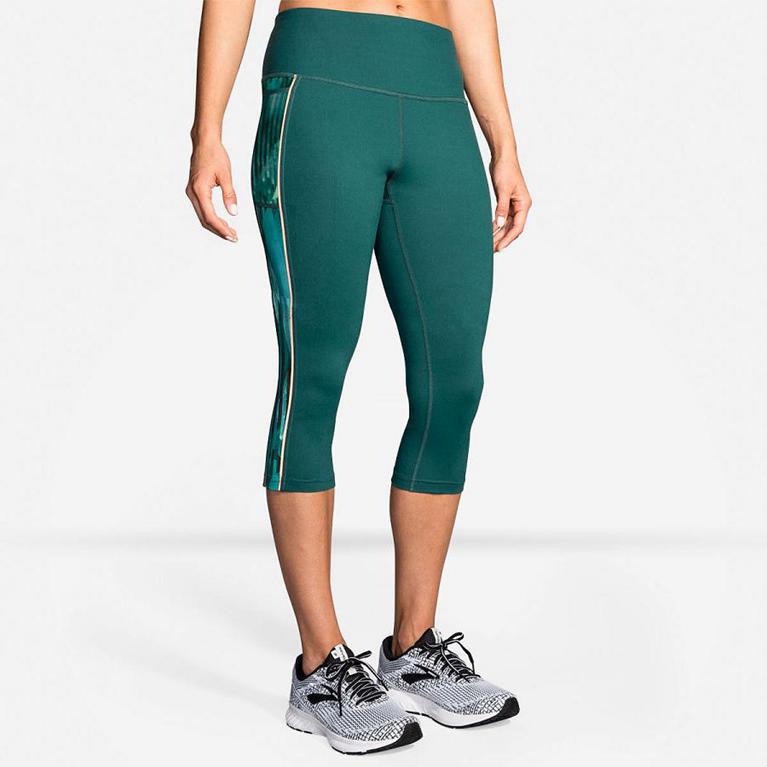 Brooks Greenlight Capri Running Pants - Women's - Green (02548-NVMP)